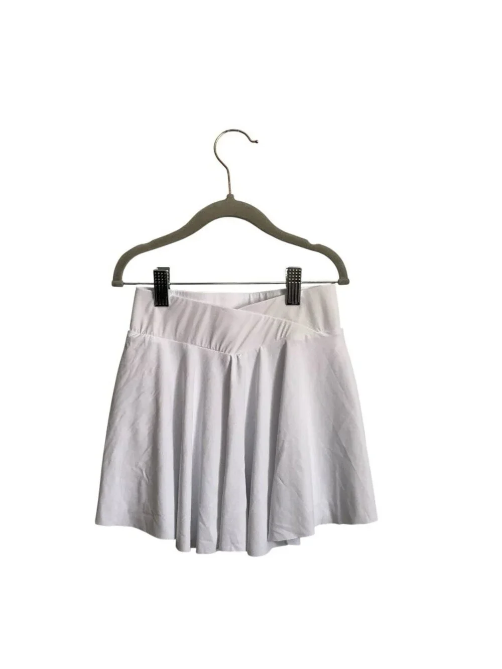 Girls Tennis Skort White Crossover High Waisted Medium, Size 7-8 T Pockets